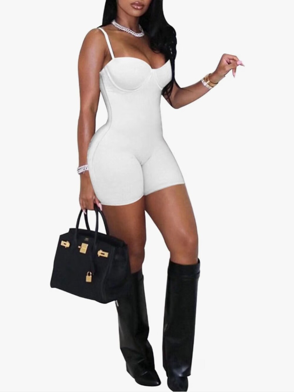 Women Bodycon Rompers with Built-in Bra